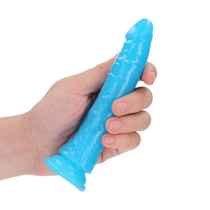 RealRock GITD Slim Dildo- Neon Blue