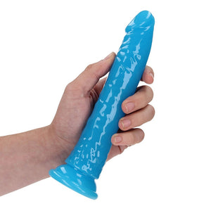 RealRock GITD Slim Dildo- Neon Blue