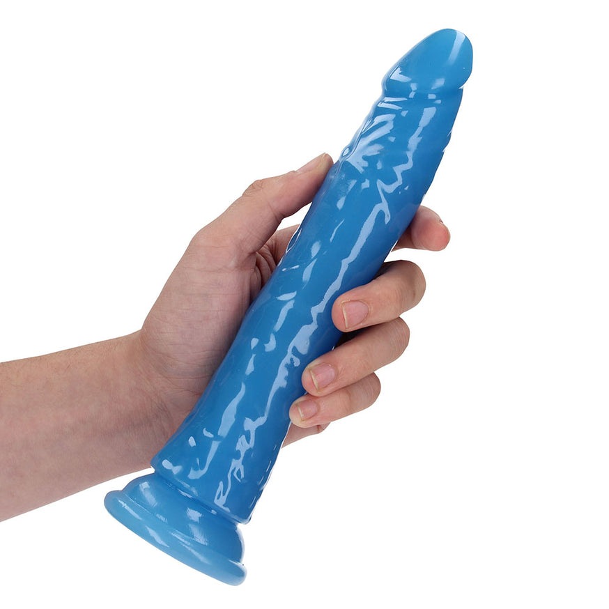 RealRock GITD Slim Dildo- Neon Blue