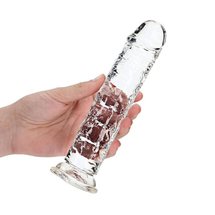 RealRock Crystal Clear Straight 8in- Dildo Without Balls