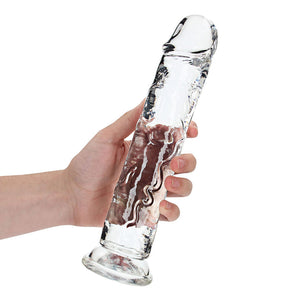 RealRock Crystal Clear Straight 10in- Dildo Without Balls