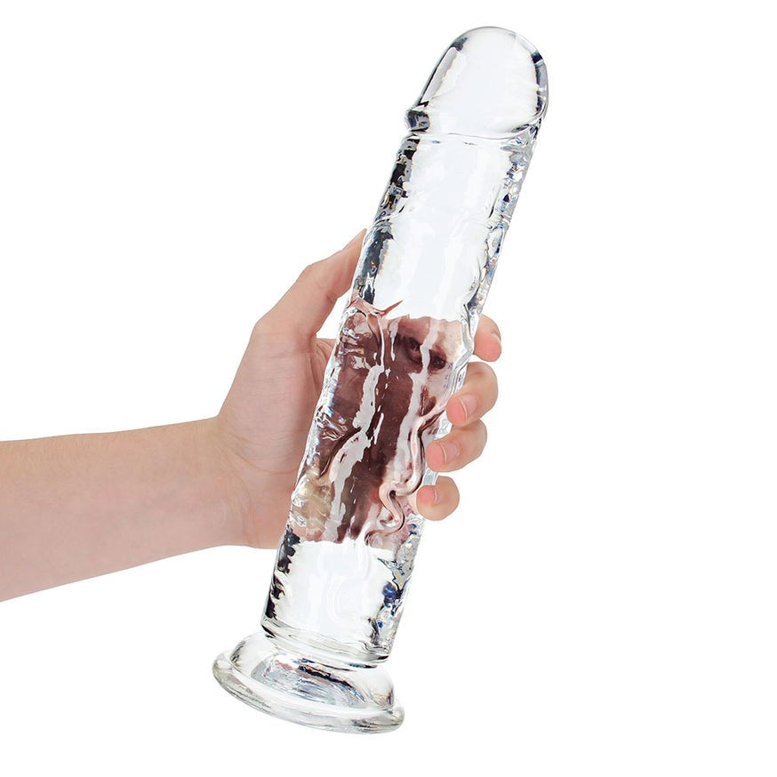 RealRock Crystal Clear Straight 11in- Dildo Without Balls