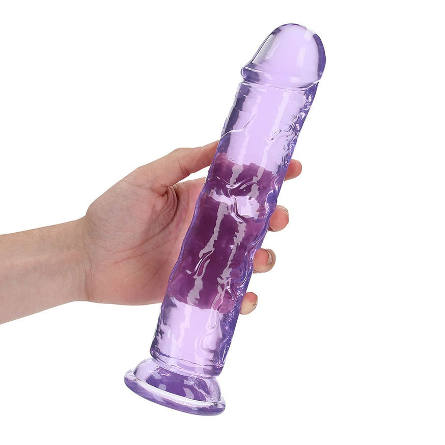 RealRock Crystal Clear Straight 10in- Dildo Without Balls