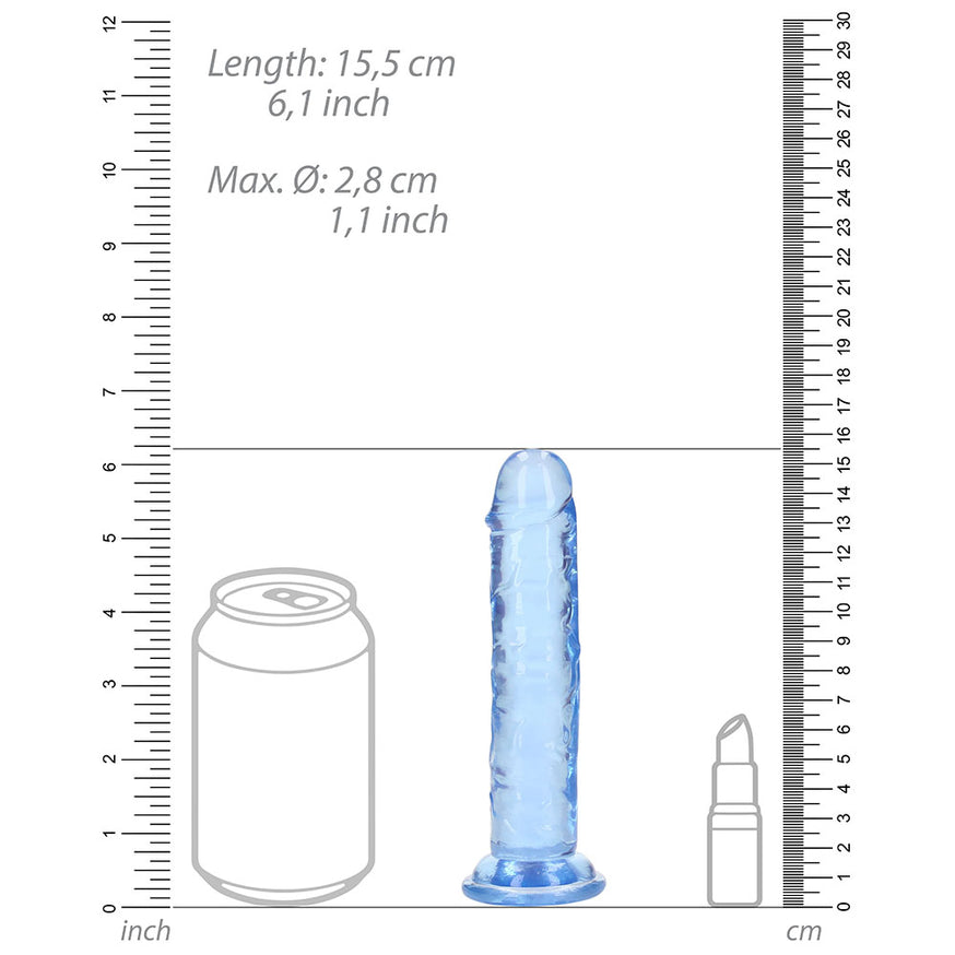 RealRock Crystal Clear Straight 6in- Dildo Without Balls