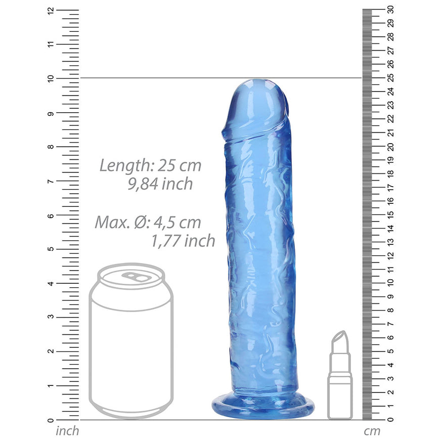 RealRock Crystal Clear Straight 9in- Dildo Without Balls