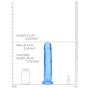 RealRock Crystal Clear Straight 11in- Dildo Without Balls
