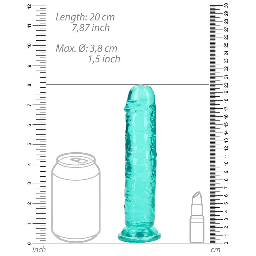 RealRock Crystal Clear Straight 7in- Dildo Without Balls