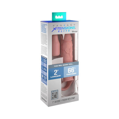 Fantasy X-tensions Elite 6 in. Silicone Extension with Strap & 2 in. Extender- Beige