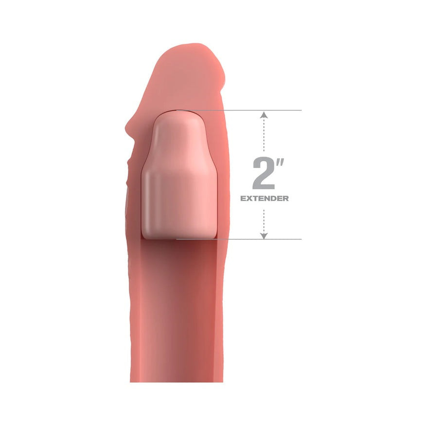 Fantasy X-tensions Elite 6 in. Silicone Extension with Strap & 2 in. Extender- Beige