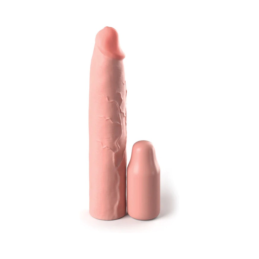 Fantasy X-tensions Elite 9 in. Silicone Mega Extension Sleeve with 3 in. Extender- Beige