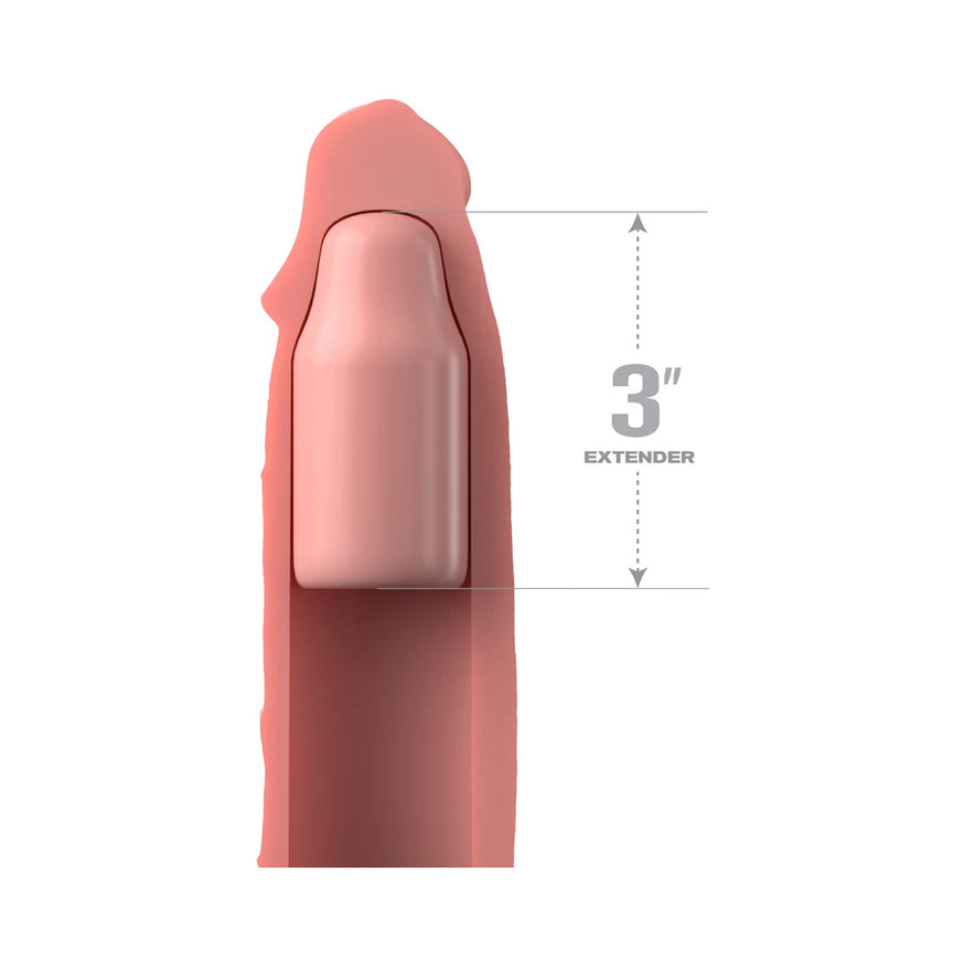 Fantasy X-tensions Elite 9 in. Silicone Mega Extension Sleeve with 3 in. Extender- Beige