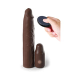 Fantasy X-tensions Elite 9 in. Silicone Mega Extension Sleeve 3 in. Vibrating- Brown