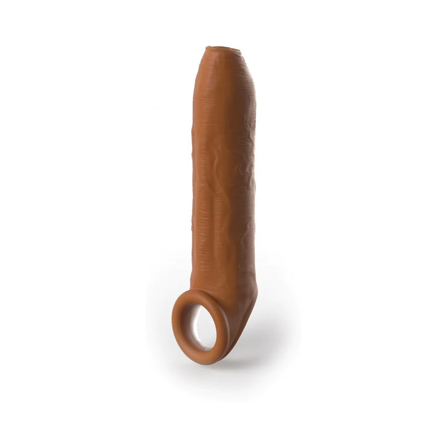 Fantasy X-tensions Elite Uncut 7 in. Open-Ended Silicone Enhancement Sleeve with Strap- Tan
