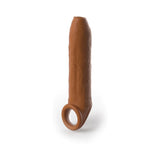 Fantasy X-tensions Elite Uncut 7 in. Open-Ended Silicone Enhancement Sleeve with Strap- Tan