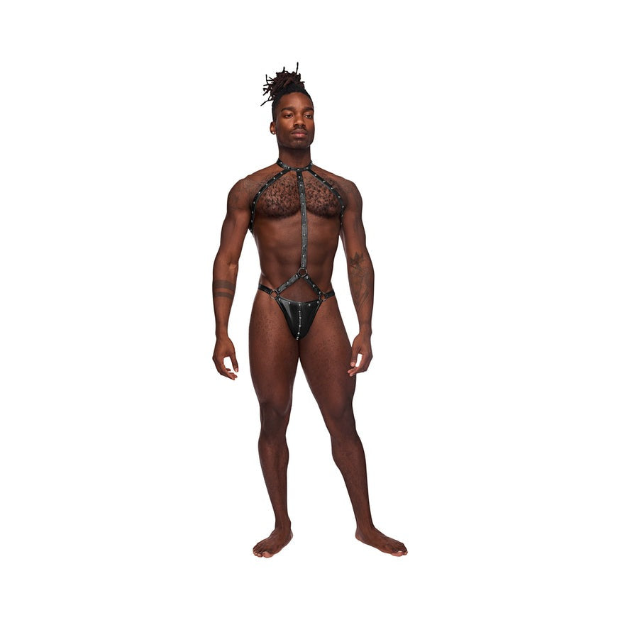 Male Power Fetish Gladiator High-Neck Strappy Body Harness