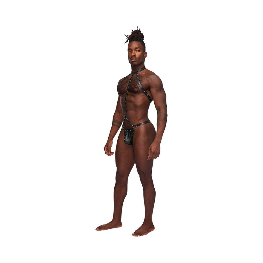 Male Power Fetish Gladiator High-Neck Strappy Body Harness