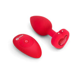 B-Vibe Vibrating Remote-Controlled Plug with Heart-Shaped Jewel Base M/L Red