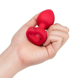 B-Vibe Vibrating Remote-Controlled Plug with Heart-Shaped Jewel Base M/L Red