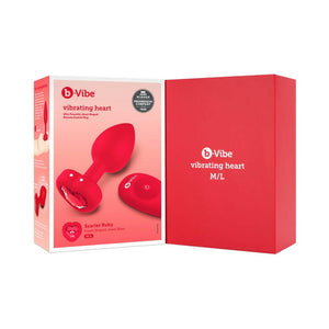 B-Vibe Vibrating Remote-Controlled Plug with Heart-Shaped Jewel Base M/L Red