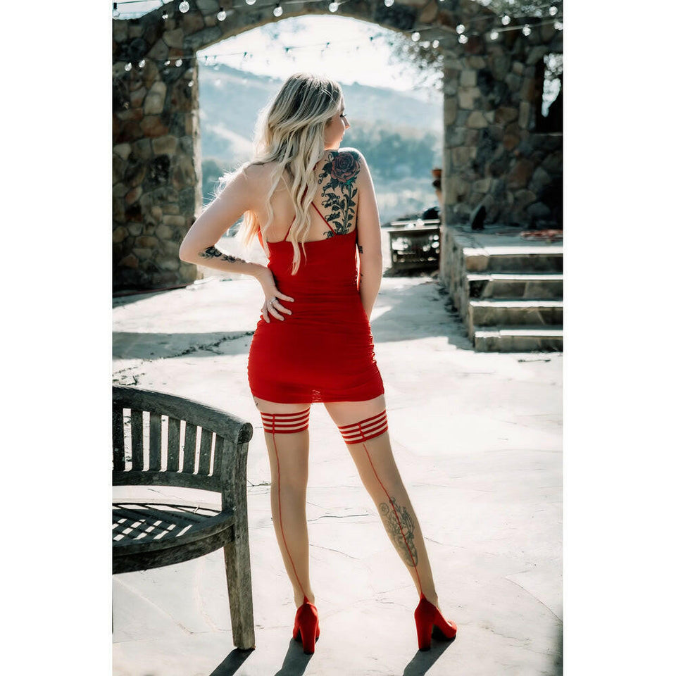 Whitney Nude Red Band Red Seam And Cuban Heel