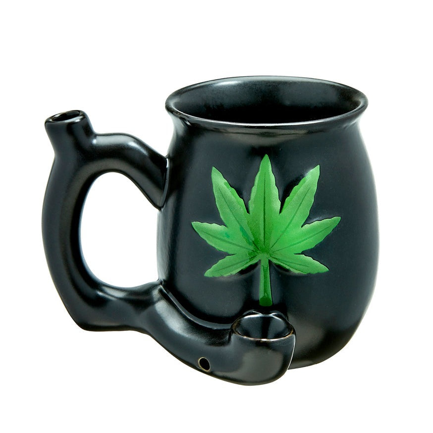 Matte Black with Embossed Green Leaf Roast & Toast Mug