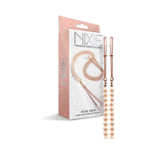 Nixie Adjustable Tweezer Clips With Pearls Rose Gold