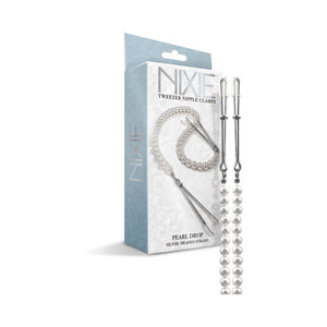 Nixie Adjustable Tweezer Clips With Pearls White Gold