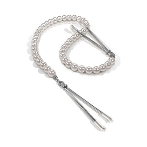 Nixie Adjustable Tweezer Clips With Pearls White Gold