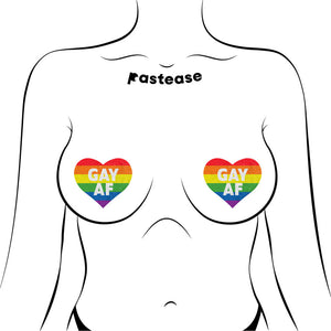 Pastease Glitter 'Gay AF' Heart Pasties Rainbow