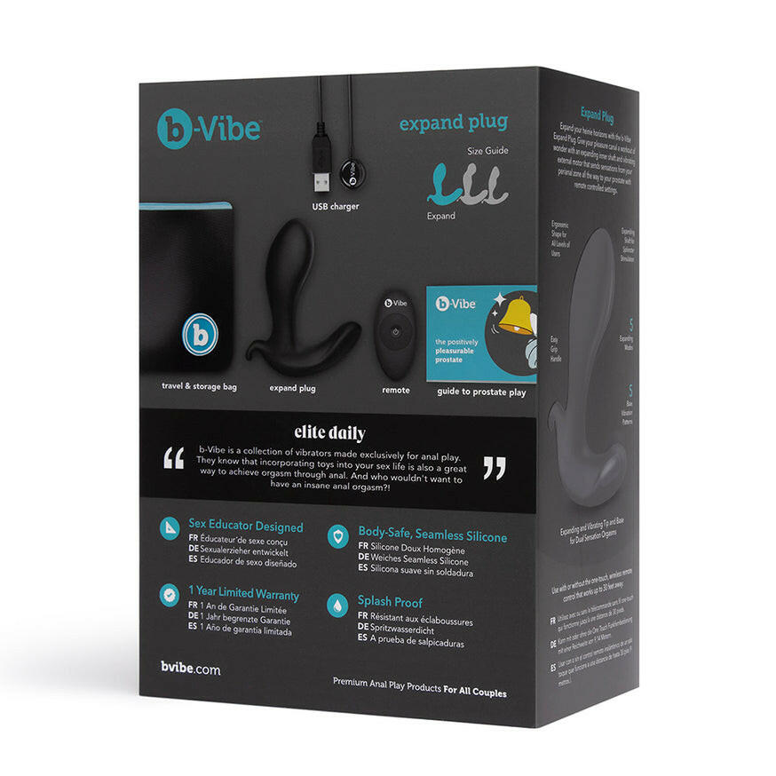 B-Vibe Expanding and Vibrating Plug- Black