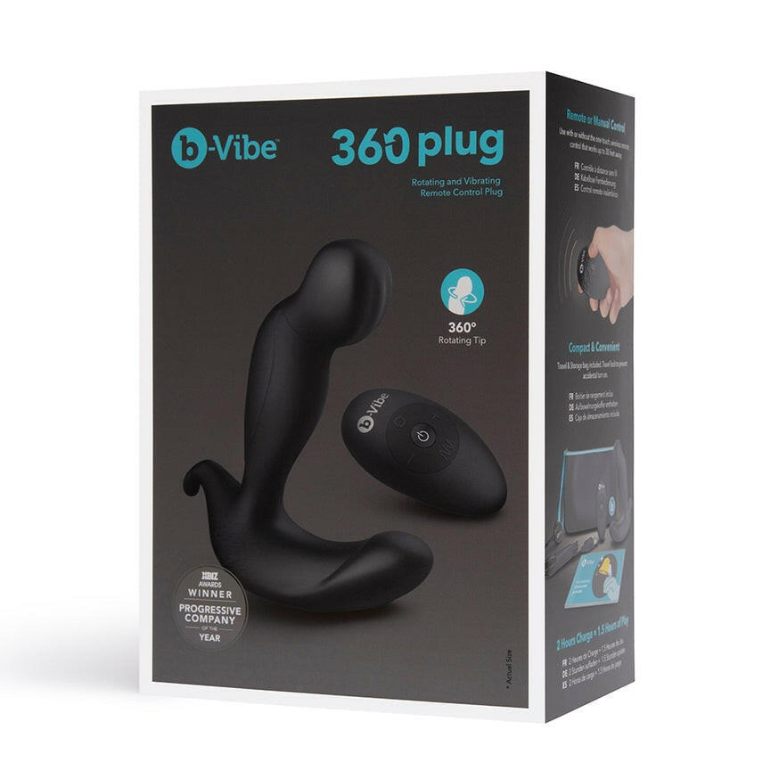 B-Vibe 360 Rotating and Vibrating Plug- Black