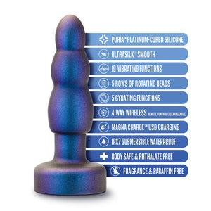 Anal Adventures Matrix Kinetik Plug with Remote- Space Age Blue