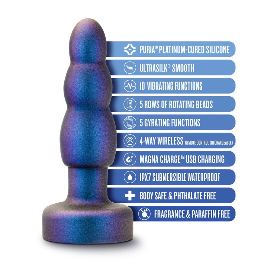 Anal Adventures Matrix Kinetik Plug with Remote- Space Age Blue