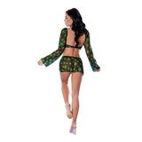 Magic Silk Hazy Dayz Crop Top, Skirt & G-String Set Pot Leaf
