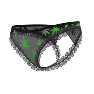 Magic Silk Hazy Dayz Crotchless Panty with Open Back Pot Leaf