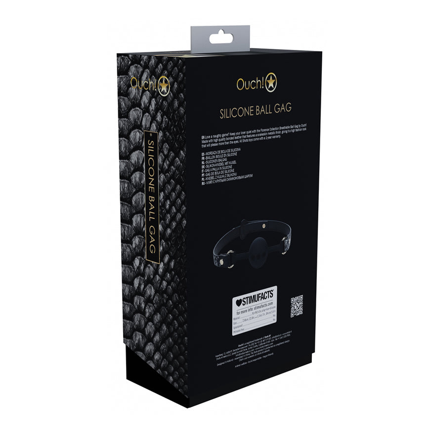 Ouch! International Florence Collection Silicone Ball Gag- Black