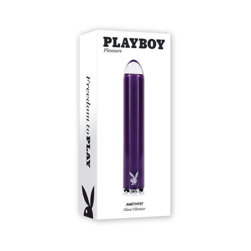 Playboy Amethyst Vibrating Glass Vibe- Purple