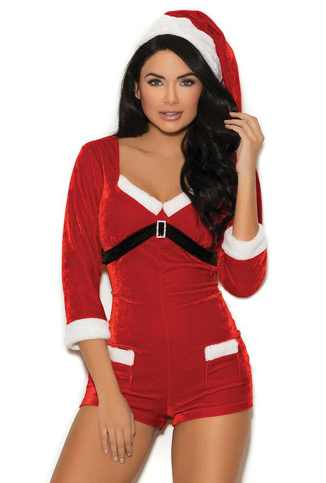 WOMENS SANTA ROMPER COSTUME