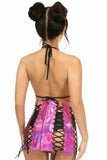 Fuchsia Holo Lace-Up Skirt