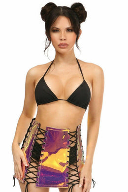Rainbow Gold Holo Lace-Up Skirt