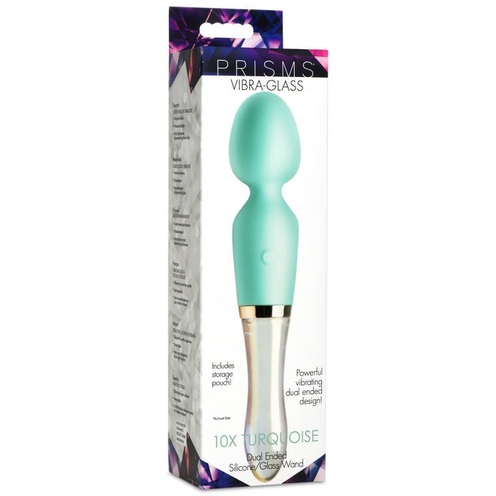 Prisms Vibra-Glass 10X Turquoise Dual Ended Silicone/Glass Wand
