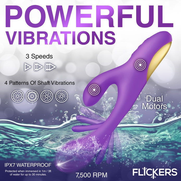 Tri-Flick Flicking Silicone Rabbit Vibrator