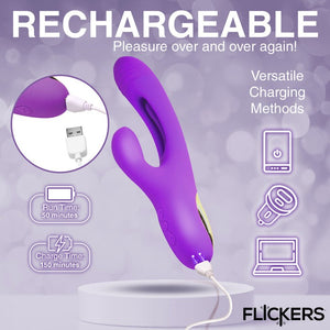 Tri-Flick Flicking Silicone Rabbit Vibrator