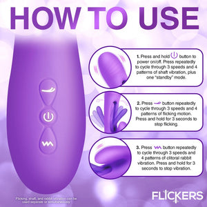 Tri-Flick Flicking Silicone Rabbit Vibrator