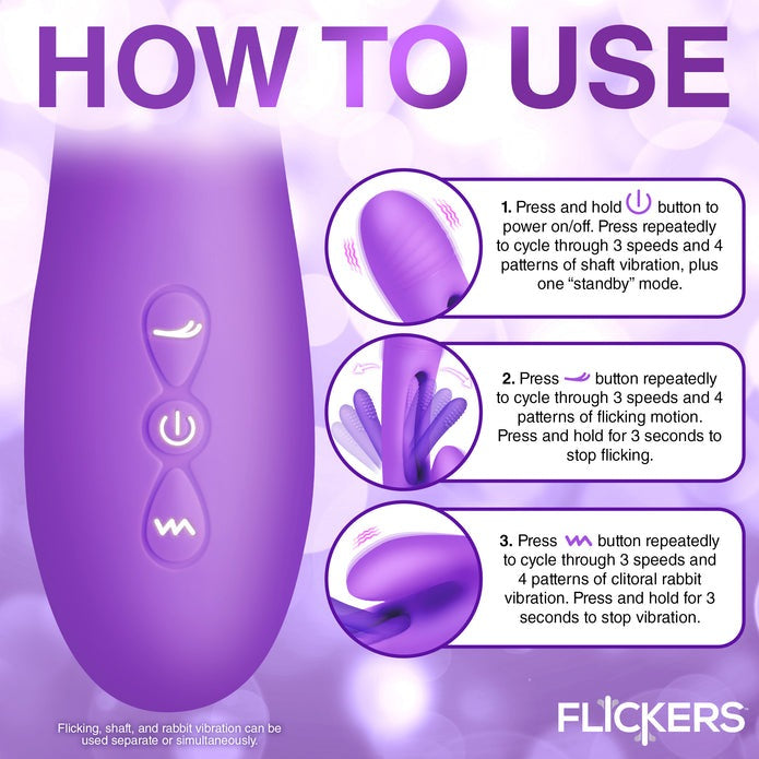 Tri-Flick Flicking Silicone Rabbit Vibrator