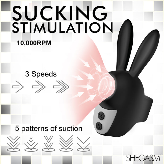 Shegasm Sucky Bunny Clit Stimulator - Black