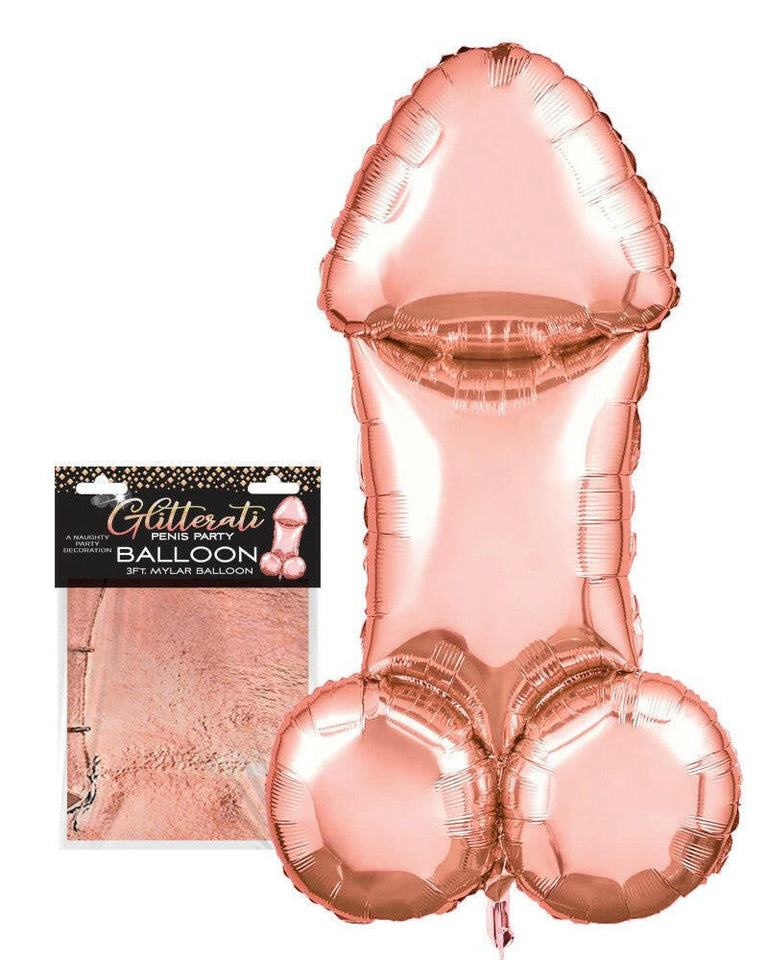 Glitterati Penis 3ft Rose Gold Mylar Balloon