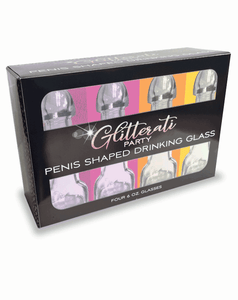 Glitterati Penis 6oz Drinking Glass- Pack of 4