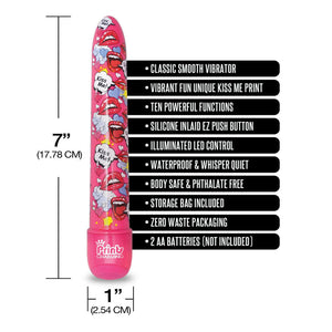 Pop Tease Classic Vibrator, Kiss Me, Pink w/storage bag