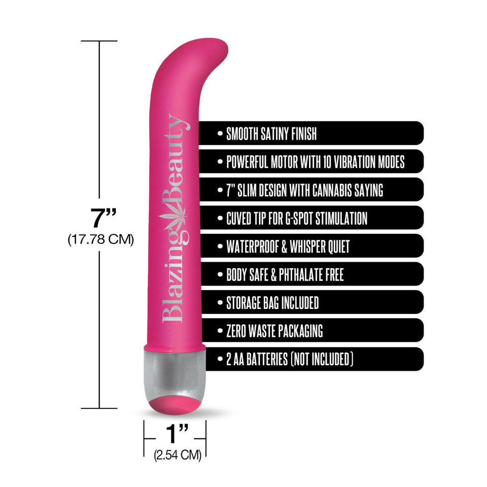 Buzzed 7" G Spot Vibe, Ten Function, Blazing Beauty w/storage bag